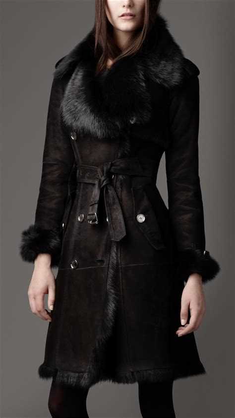 burberry coat women black|Burberry shearling coats women's.